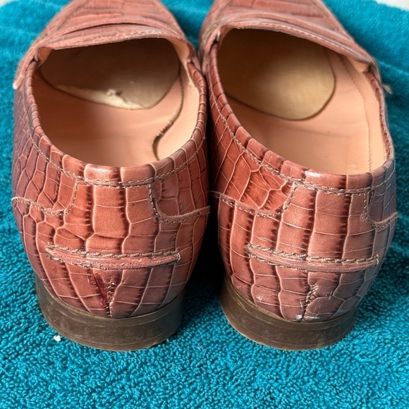 J. Crew Women's Sz 8 Academy Penny Loafers in Croc-Embossed Leather - Picture 5 of 12